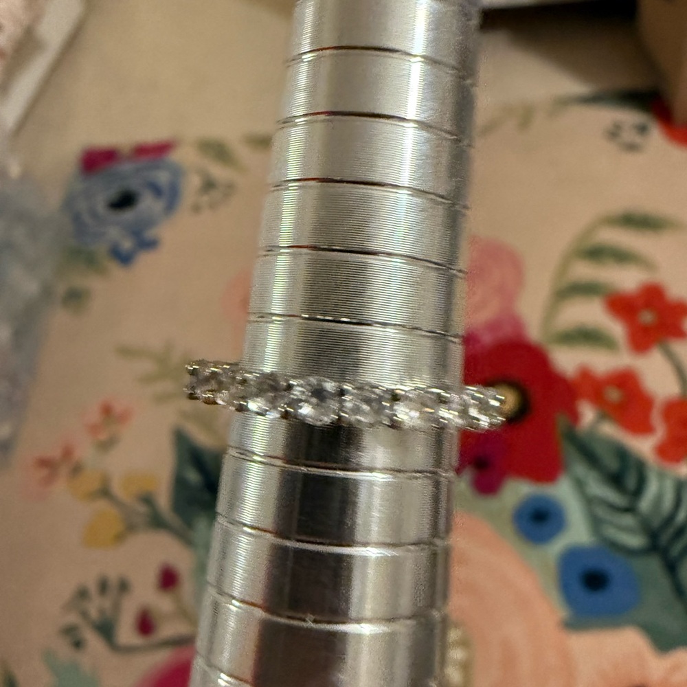Sterling Silver Cubic Zirconia Eternity Band Ring Size 8 Stackable Wedding Band - Picture 4 of 6